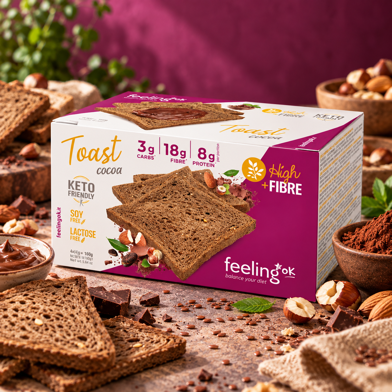 Toast cocoa +fibre 160 gr