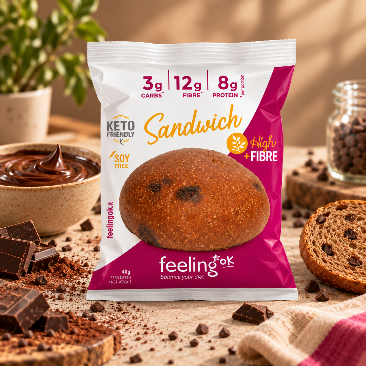Sandwich +fibre Gusto Cioccolato 40 gr