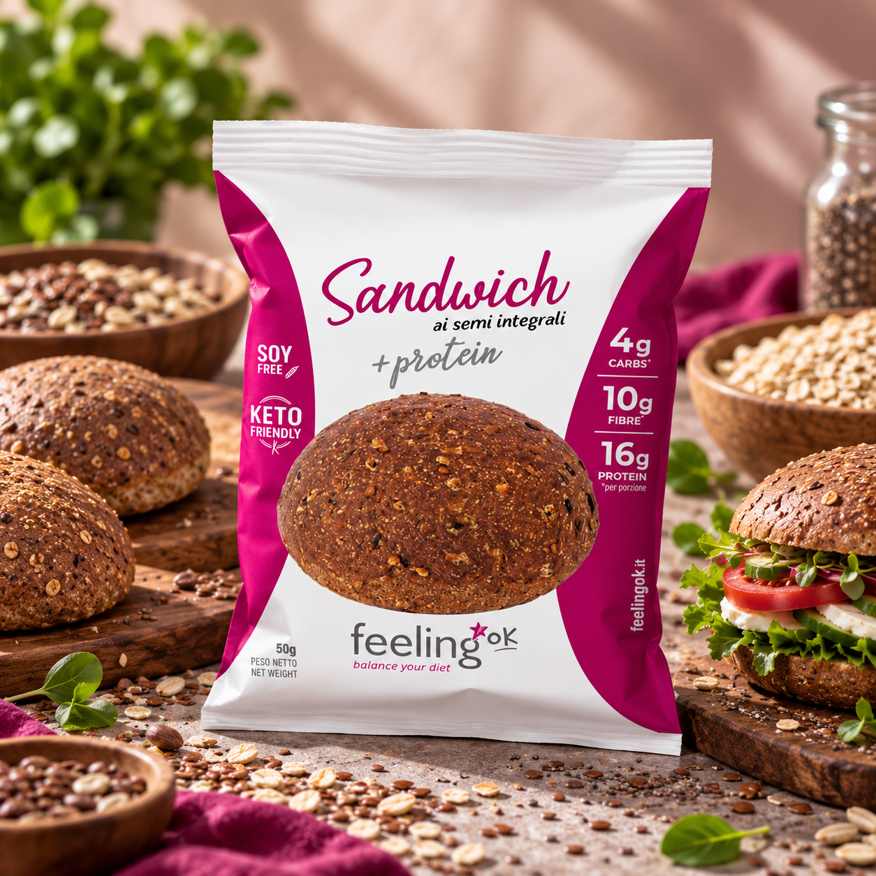 Sandwich +Protein ai semi integrali 50 gr