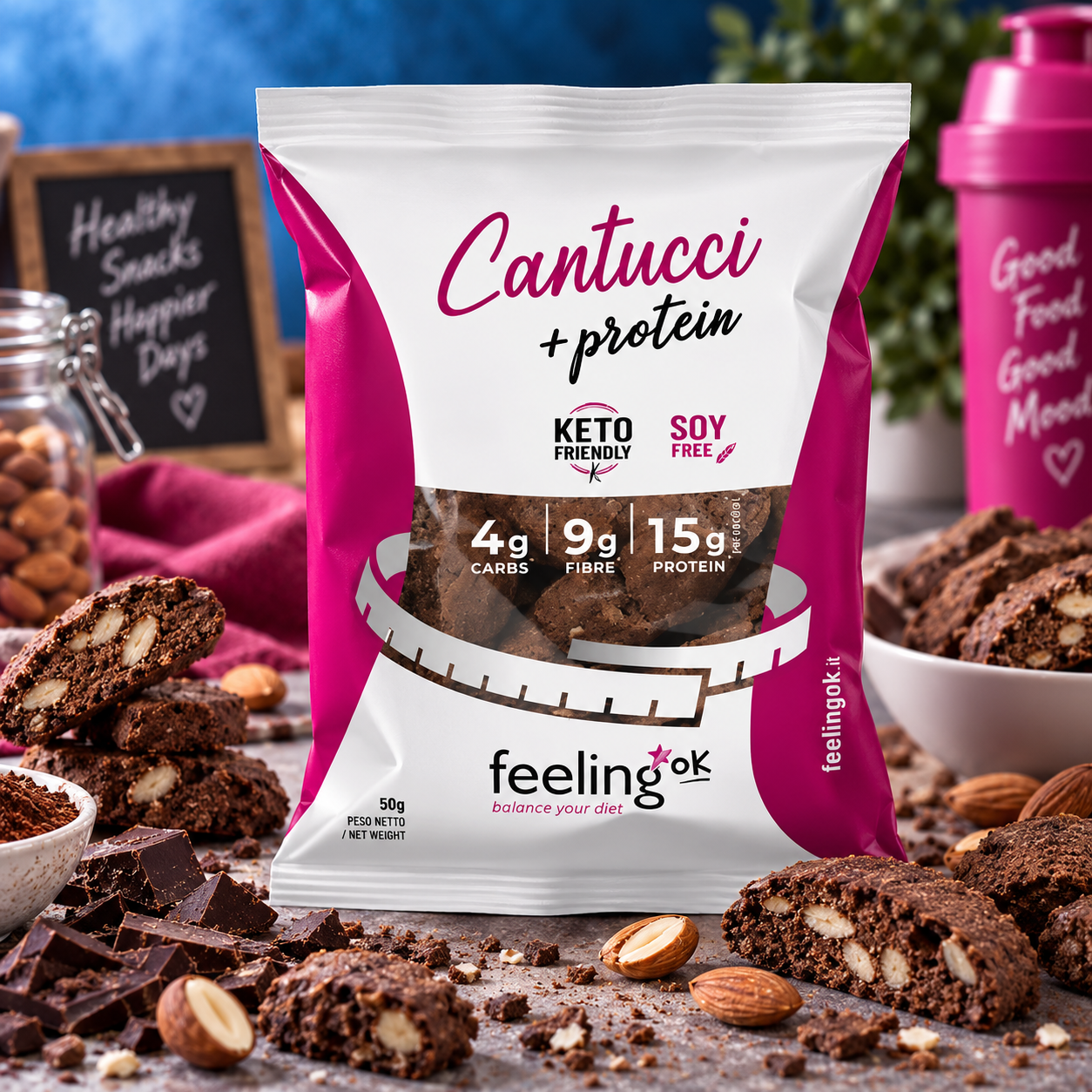 Cantucci +Protein Gusto Cioccolato 50 gr